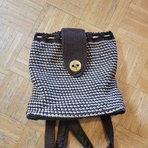 Striped Knit Purse/Backpack with Toggle Closure